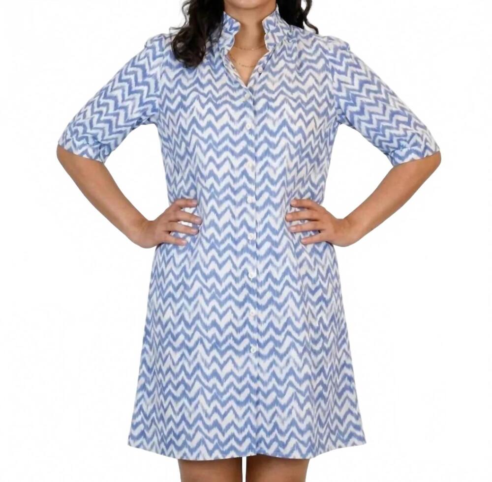 NEW LA PLAGE tuesday short sleeve dress in blue/white